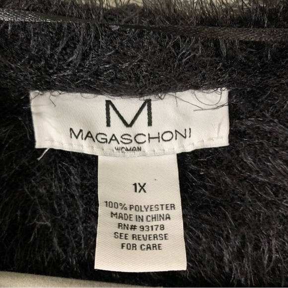 M Magaschoni Black Open Front Eyelash Cardigan - Picture 6 of 7